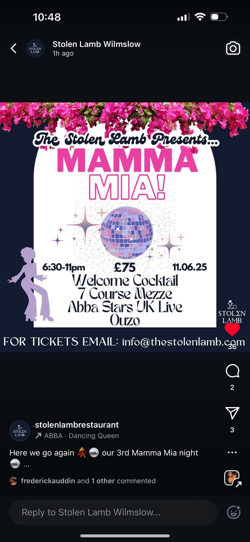 The Stolen Lamb Presents… MAMMA MIA NIGHT!